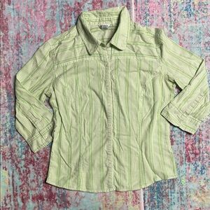 Lilu Light Green and White Striped Shirt